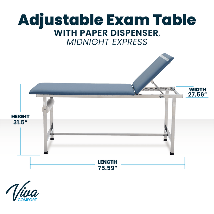 Viva Comfort Noble-Line Adjustable Exam Table with Paper Dispenser - DENTAMED USA