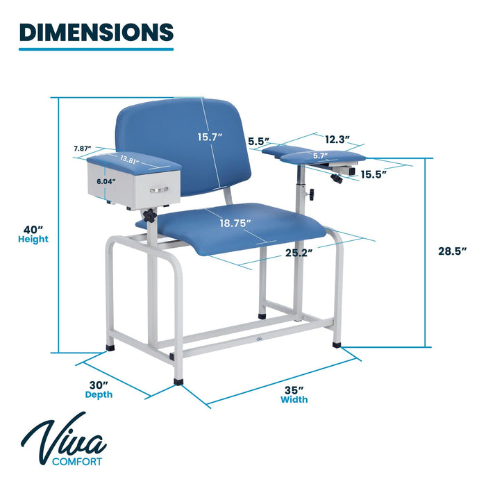 Viva Comford Padded Blood Drawing Chair with Drawer - DENTAMED USA