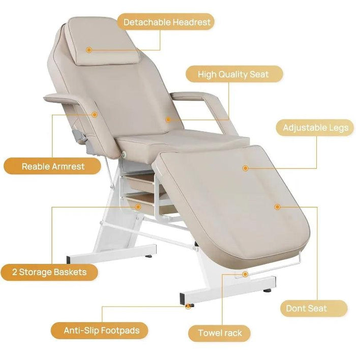 Facial Chair Massage Table 73inch Adjustable Tattoo Chair for Artist with Stool - DENTAMED USA