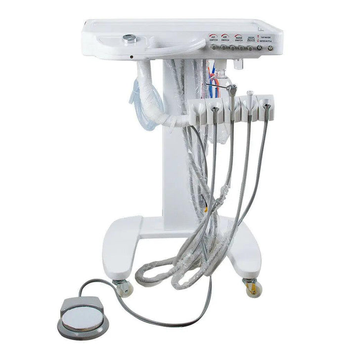 4 Hole Dental Portable Mobile Delivery Unit System Cart Treatment work Compressor 65L/Min - DENTAMED USA