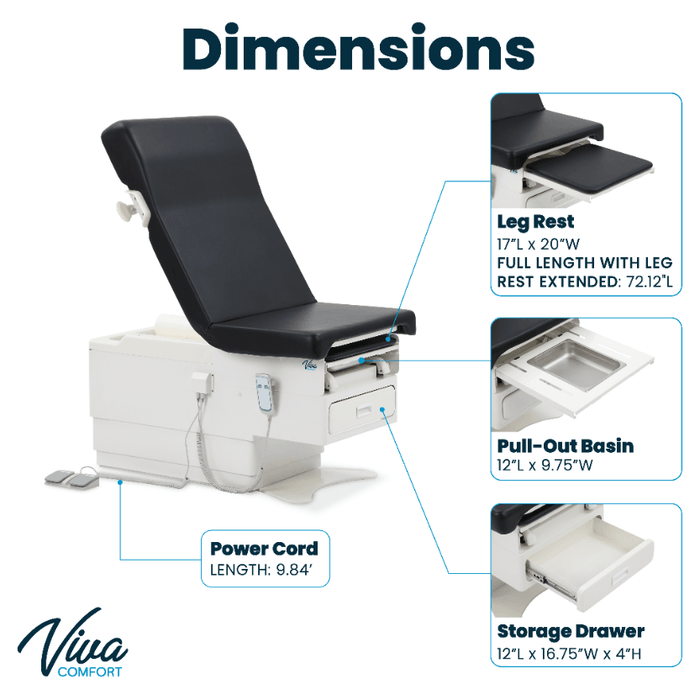 Viva Comfort Pointe Power Exam Table 996-10-Black/Blue - DENTAMED USA