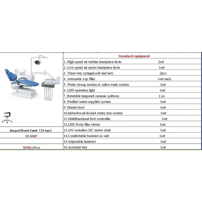 Dental Comprehensive Treatment Chair Luxury Dental Machine Oral Treatment Table Chair with Complete Set SIN-DDU05